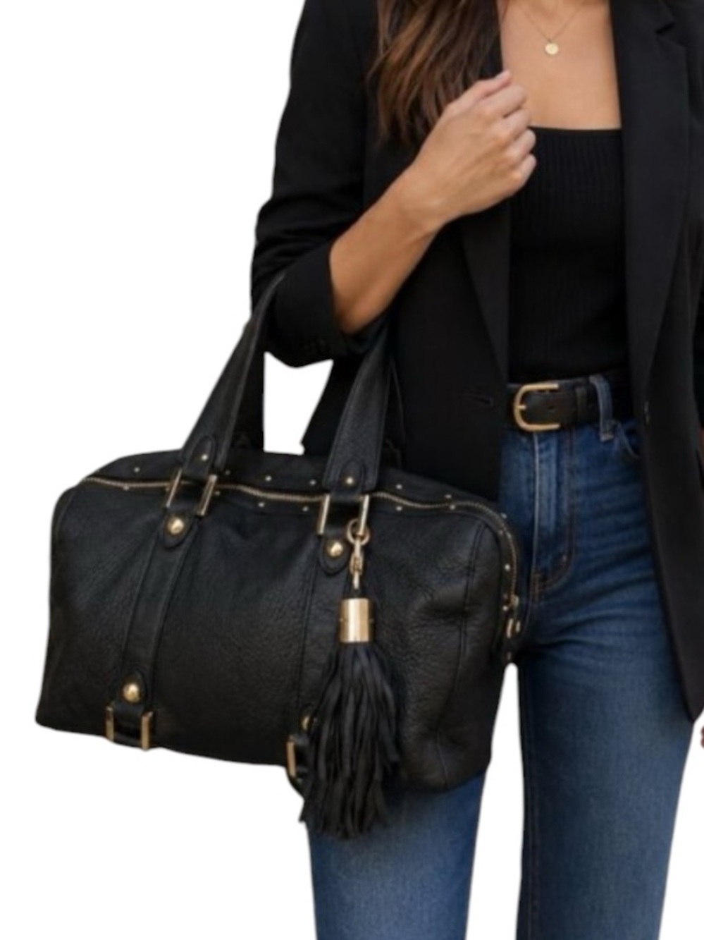 Y2k Juicy couture black leather handbag satchel